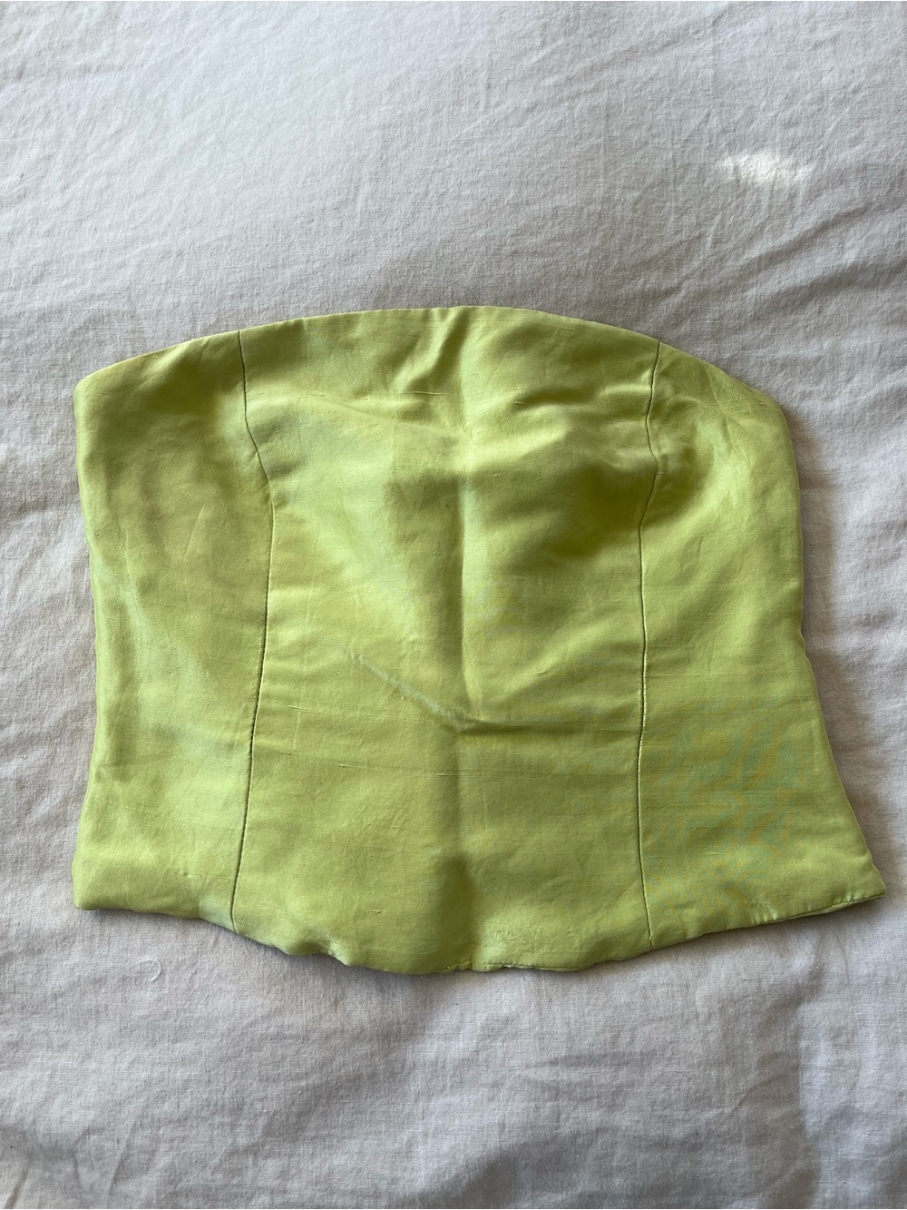 Strapless Lime Green Silk Women's Bustier Top